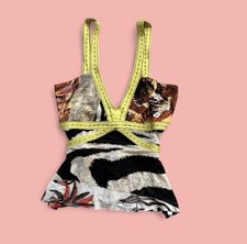 Roberto Cavalli Mixed Animal Print Yellow Trims Too Size fairycore- 40 Small