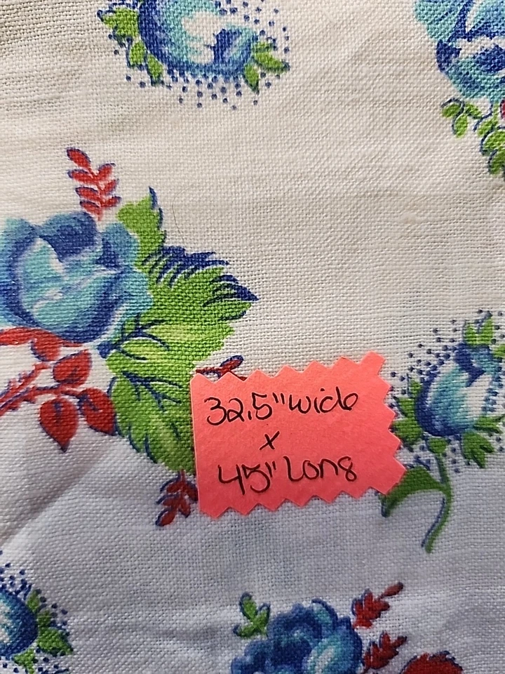 40s 50s Floral Motifs Cotton Fabric 32.5"w X 1.25yds Woven Feedsack Style Sewing - Image 2 of 4