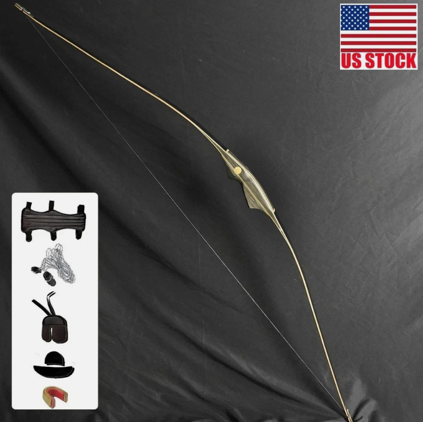 AF 62" One Piece Longbow 65lb Traditional Archery Bamboo Glass Walnut Adult