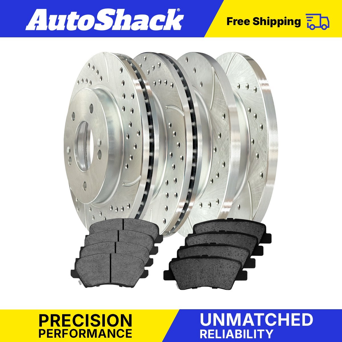 Kia Forte 2.0L Front Rear Drilled Disc Rotors Ceramic Brake Pads