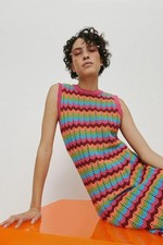 Rrp £69 warehouse crochet multicoloured side split dress