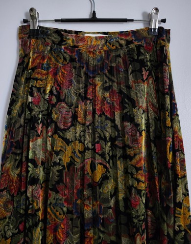 Sandro Paris Side Zip Floral Printed Pleated Velvet Midi Skirt 25" Waist READ - Picture 4 of 19