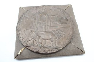 WW1 Death Plaque W/ Envelope & Card Holder Named To Charles Turner