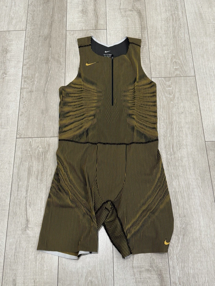 Nike Pro Elite Team Men 2XL Speedsuit 2024 Gold Black FD5786-711