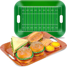 2Pcs Football Serving Trays, 16.1 X 11.1 Inch, Melamine, Rectangular, Green, Foo