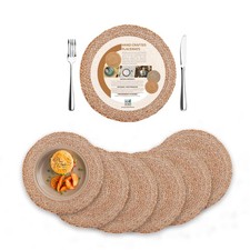 Jute Round Woven Placemats Set of 6, Natural 13 Inch Boho Farmhouse Rustic Ha...