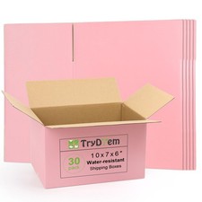 10x7x6 Inch Cute Pink Shipping Boxes, 30 Pack Corrugated Cardboard Box, Maili...