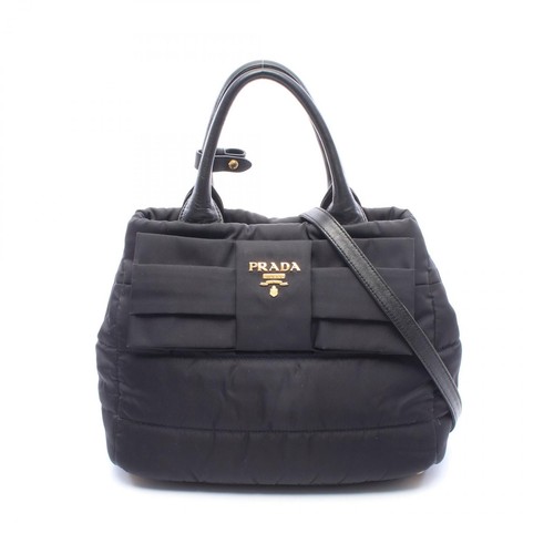 PRADA TESSUTO BOMBER Shoulder crossbody Handbag Nylon leather Black Used Women