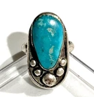 Navajo, Vintage Old Pawn Candelaria Turquoise Sterling Silver Ring