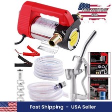 Electric Fuel Transfer Pump 12V 12GPM Diesel Kerosene Kit Nozzle Hoses Clamps