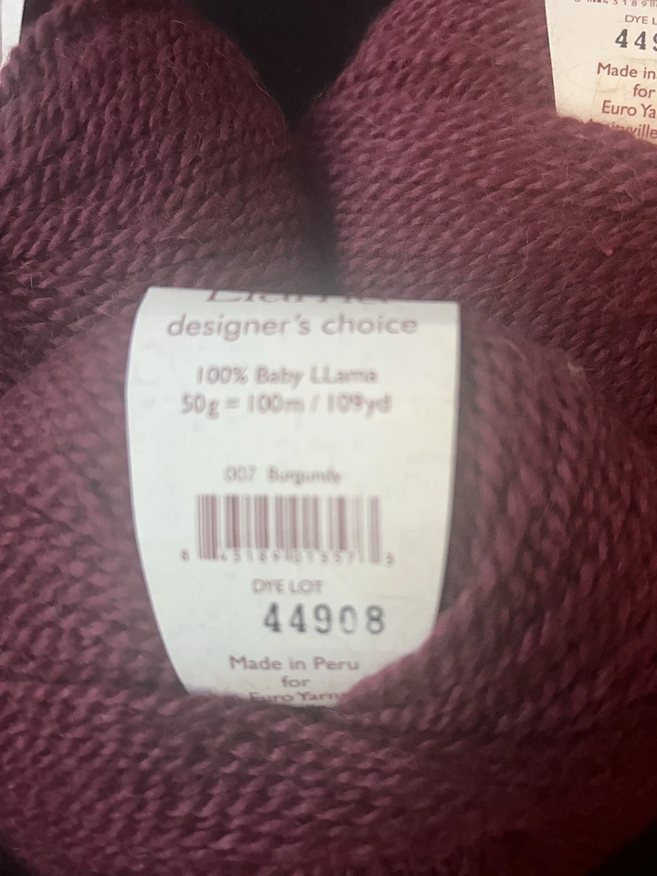 Lote: 3 Fios Elsebeth Lavold Baby Lhama Designer’s 100% Alpaca - Borgonha - Imagem 3 de 4