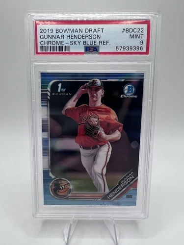 2019 Bowman Draft Gunnar Henderson Chrome Sky Blue 1st Refractor #BDC-22 PSA 9