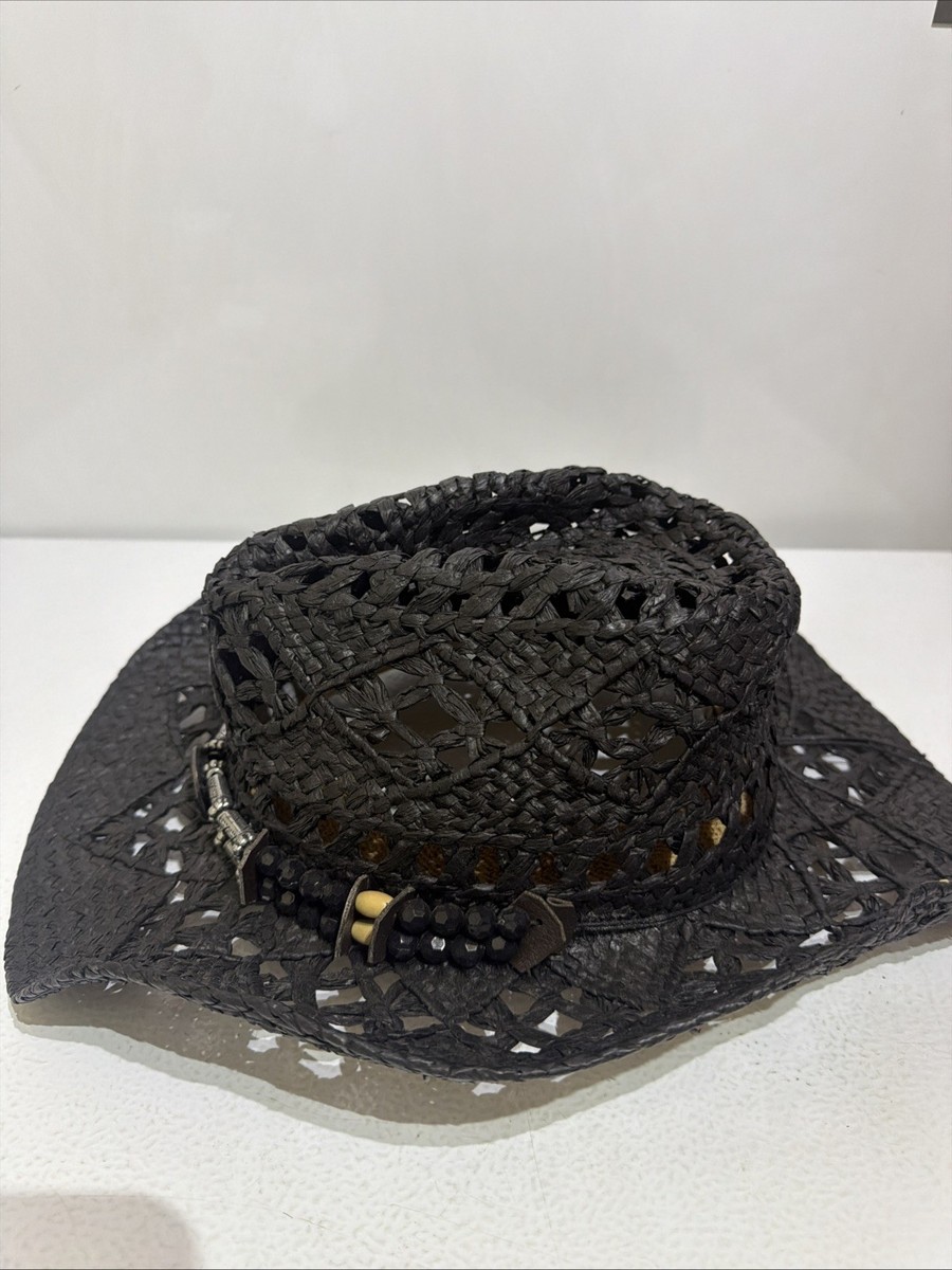 Marine Corp Black Straw Hat, Cowboy Style Pre Owned View 3
