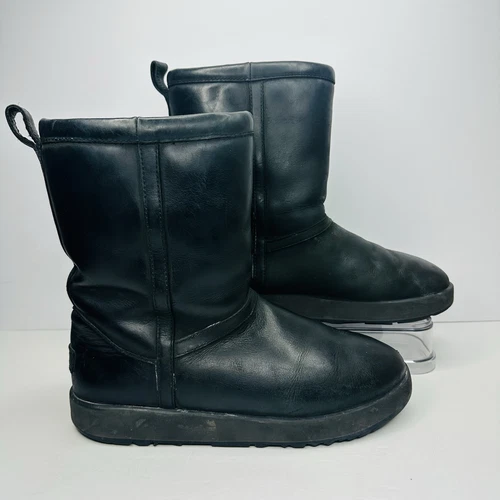 Stivali Ugg classici corti in pelle da donna misura 9 5 stivali impermeabili in pelle nera
