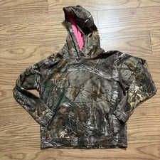 Girl's Hoodie PULLOVER Realtree Camo PINK HOOD Pouch Pocket Medium 10/12