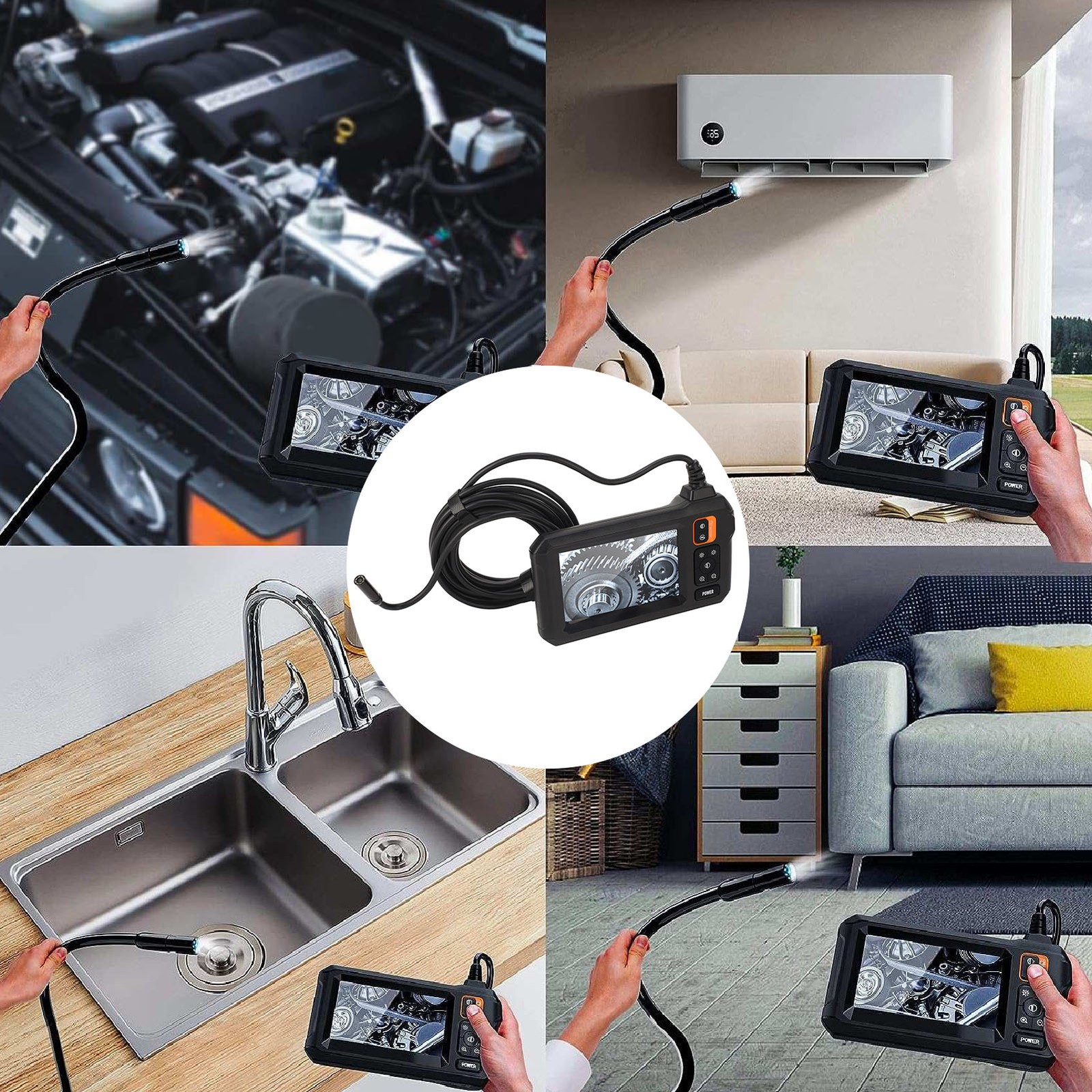 1080P HD Endoscope Camera With Lights For Sewer Inspection Easy To Use