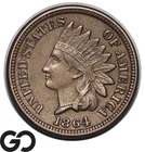 1864 Indian Head Cent Penny AU++, Copper Nickel