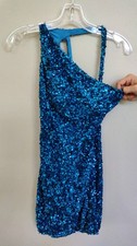 Sherri Hill One Shoulder Sequin Cocktail Dress Royal Blue Size 00 Formal Prom