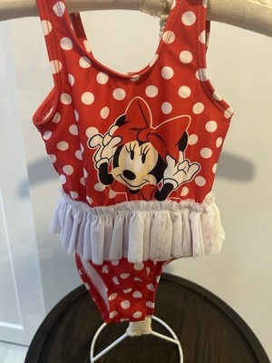 Disney Baby Minnie Mouse Red Polka Dot One Piece Swimsuit Ruffle 24M