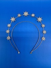 Celestial Star Halo Crown Headband Silver Rhinestone Sunburst Goddess Headpiece