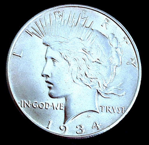 1934 S Peace Dollar UNC In Grade Full Mint Luster 100% Original No Problems