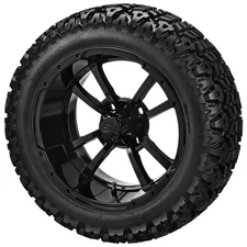 (4) Golf Cart 23x10-14 Sierra Sport Tire on 14x7 Gloss Black Storm Trooper Wheel