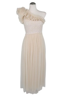 Needle & Thread Damen Kleid Gr. 34 (UK 8) Creme A-Linie Maxikleid Dress