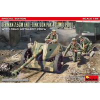 German 7,5 Cm Anti Tank Gun Pak 40 Mid Prod.W/Artillery Crew Kit 1:35 Miniart Ki