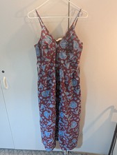 Loft Woman's Size 6P Burgandy/Blue Tie Side Spaghetti Strap Dress NWT