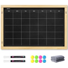 2-in-1 Double-Sided Magnetic Chalkboard 24"x16", Chalk Calendar Board  Large...