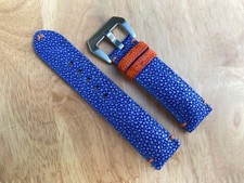 Blue Stingray Leather Watch Strap Band, Size 18mm 20mm 21mm 22mm 24mm 26mm.