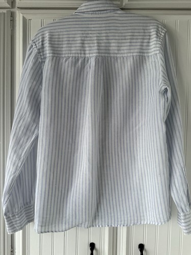 Men’s Zara Linen Shirt - Medium - Blue & White Stripes - Picture 4 of 5