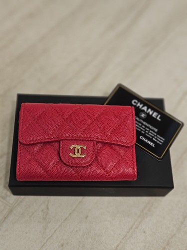 Chanel Classic Flap Card Holder Wallet Caviar Gold HW Authentic