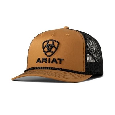 ARIAT Men's Tan Richardson 112 Trucker Cap with 3D Embroidered Logo Western