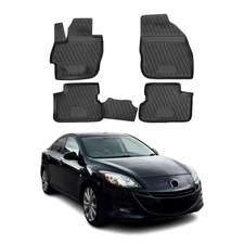 OMAC Floor Mats Liner for Mazda 3 2010-2013 Black TPE All-Weather 4 Pcs