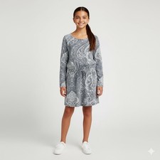 Ralph Lauren Dress Girls Size Medium Paisley Floral Long Sleeves Navy Blue White