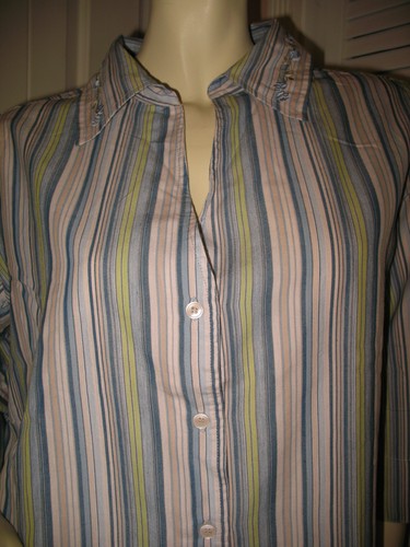 Camisa Dressbarn Abotonada Top Rayas Talla 16W Bordada Grannycore Cottagecore - Imagen 6 de 12