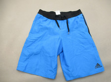 ADIDAS Size M Boy Blue Stretch Waist Pocket Drawstring Lined Swimming Shorts 822