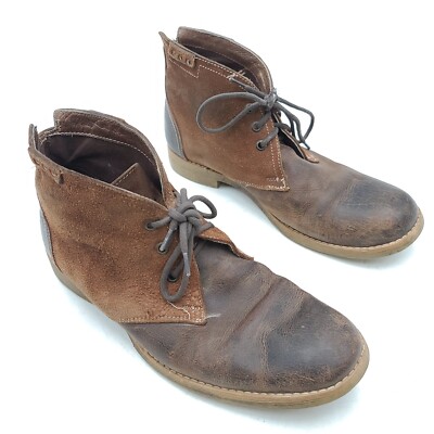 Roan Mens Size Brown Crackle Leather Suede Lace Up Dress