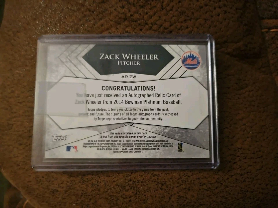 2014 BOWMAN PLATINUM ZACK WHEELER CAMO REFRACTOR AUTOGRAPH RELIC #/10 METS  - Image 2 of 2