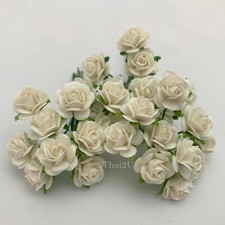 5/8" or1.5cm WHITE Open Paper Mulberry Paper Flower Wedding Scrapbook Rose R8-15