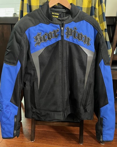 NEW Scorpion EXO Motorcycle Jacket Black/Blue - Large