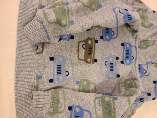 CARTER'S Hooded Gray With Cars, Zip Fleece Coat, Size 9M, PRE-OWNED - Picture 8 of 8