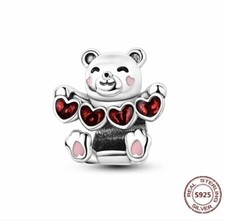 💖 Charm Anhänger 925 Silber LIEBE VALENTINSTAG BÄR TEDDY HERZ KETTE Armband 💖