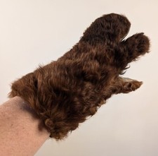 VICTORIAN 19TH C REAL FUR MEN  S GLOVES W UNUSUAL TWO FINGER STYLE