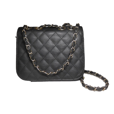 Sac Bandoulière Femme Noir Similicuir - Chaîne Dorée - Style Matelassé - Neuf Sans étiquettes - Taille Moyenne