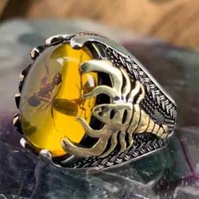 NEW Silver Handmade Jewelry Black Men's Ring All Size Fashion Ring 2024