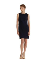 RALPH LAUREN Women's Navy Chain Embellished Sleeveless Sheath Dress, Size 18