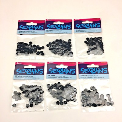 Darice Black Sequins Round Cup 200 pc each 8mm 6 Packs Art Crafting Supply