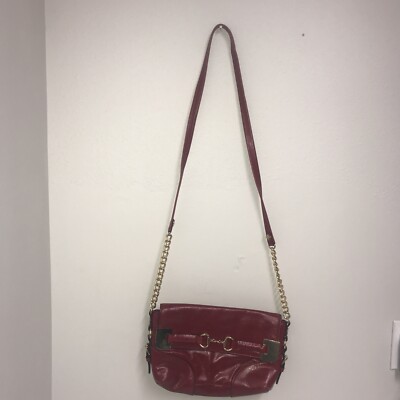 Antonio Melani Red Leather Gold Metal Hand Bag Clutch Vintage